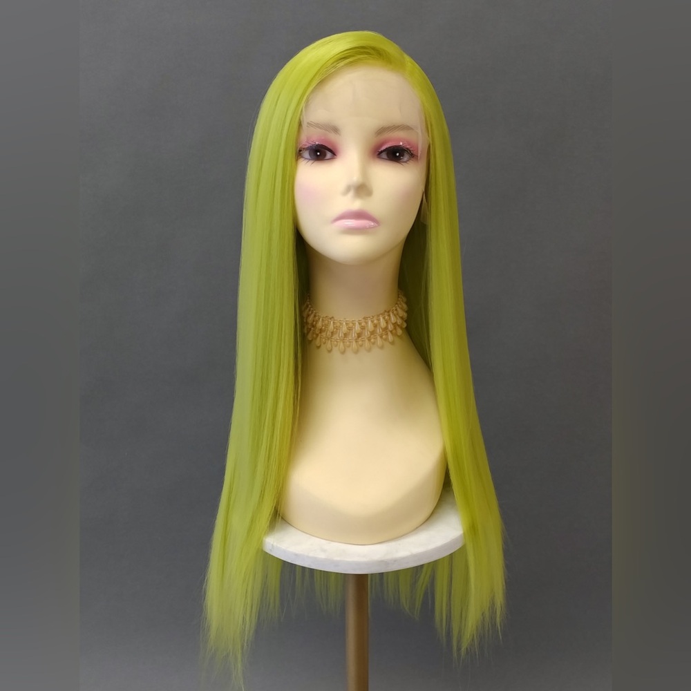 Lace Front Green Long Straight Wig 28 Inch